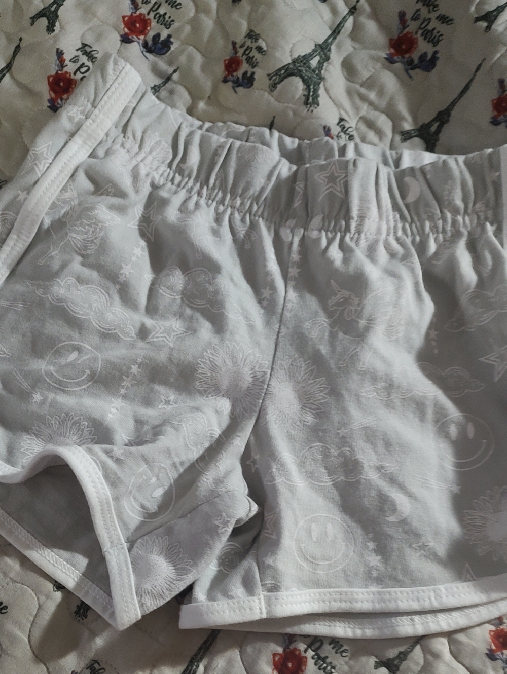 Women’s Elastic-Waist Gray Printed Lounge Shorts